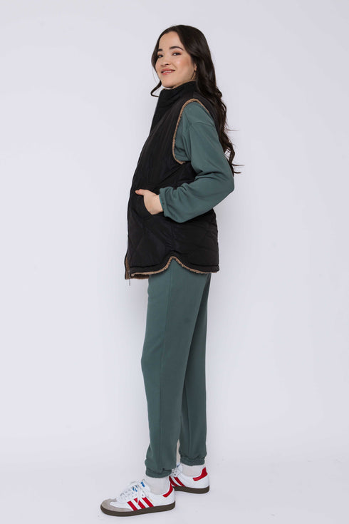 Julie-Reversible Sherpa Lined Vest